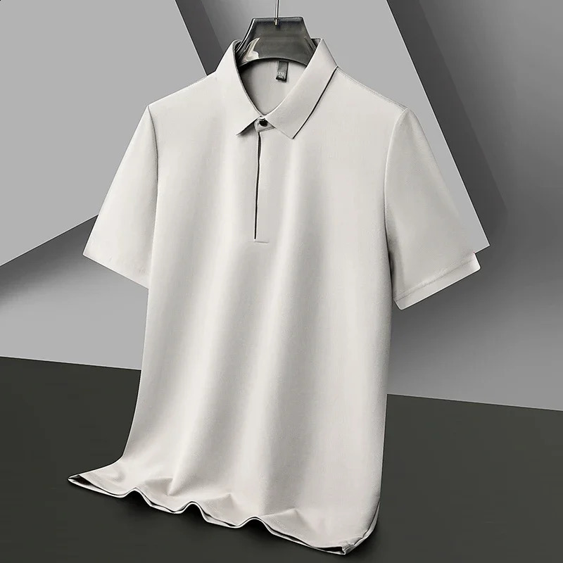 2024 Summer Mens Business Solid Short Sleeved POLO Shirt Comfortable and Cool Casual Fashion T-shirt o240814