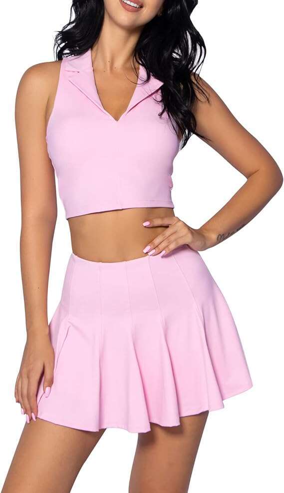Piece 2 Dress for Women Pleated Tennis Skirt Sleeveless Racerback Padded Crop Top Golf Workout Outfits