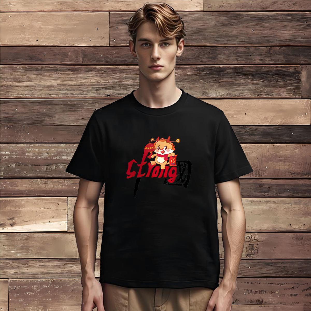 T-Shirts for Men 100% Cotton 230g Cartoon Dragon Casual Daily Wear Breathable Crew Neck Custom Print Oversized Men Tshirts DIY Unisex Tees