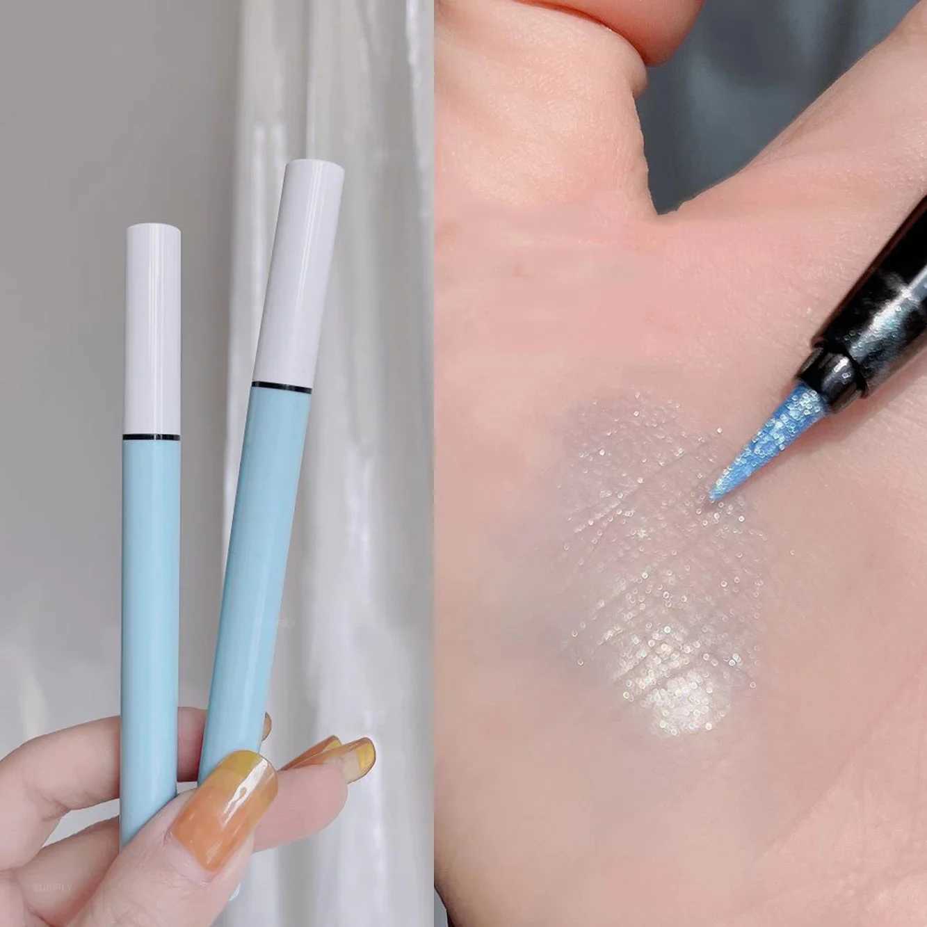 Glitter Lying Silkworm Pen Eye Makeup Highlight Brighten Lasting Water Proof Light Blue Pink Diamond High Gloss Colored Eyeliner Y240813