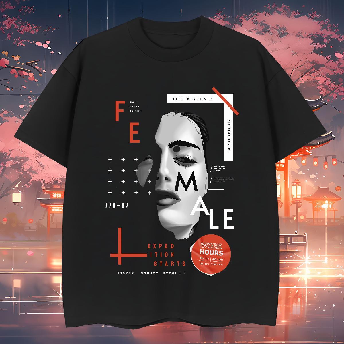 T-Shirts 100% Cotton 230g portrait Daily Outfit Breathable Crew Neck Oversized 3XL 4XL Men Tees 2024 New Cool Polos