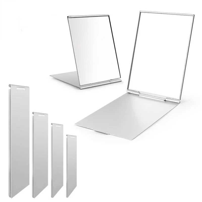Aluminum folding mirror pocket mini portable makeup mirror travel hand small mirror dressing table foldable compact cosmetic tool W240813
