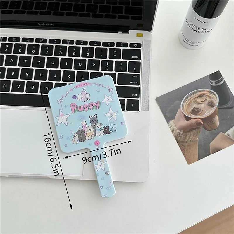 Cartoon pattern printing handheld vanity mirror makeup mirror for cute women and girls small vanity mirror compact mirror W240813