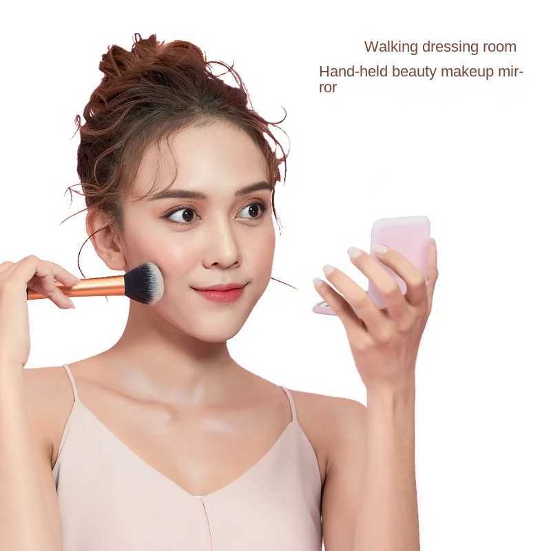 Double sided travel portable folding makeup mirror with LED light mini makeup mirror womens compact pocket handheld mirror W240813