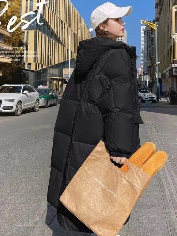 Down Cotton Parkas Women Long Padded Jacket Winter Female Oversized Loose Warm Coats Ladies Korean Fashion Hooded Long Jacket 240813