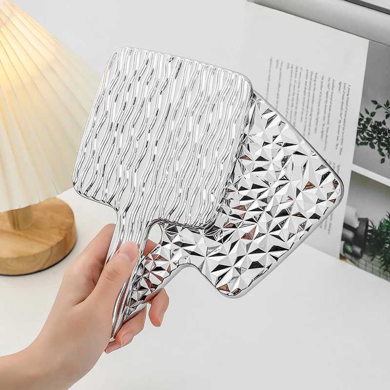 New portable mini Ins liquid shaped square mirror handheld desktop beauty mirror makeup mirror travel metal beauty mirror W240813