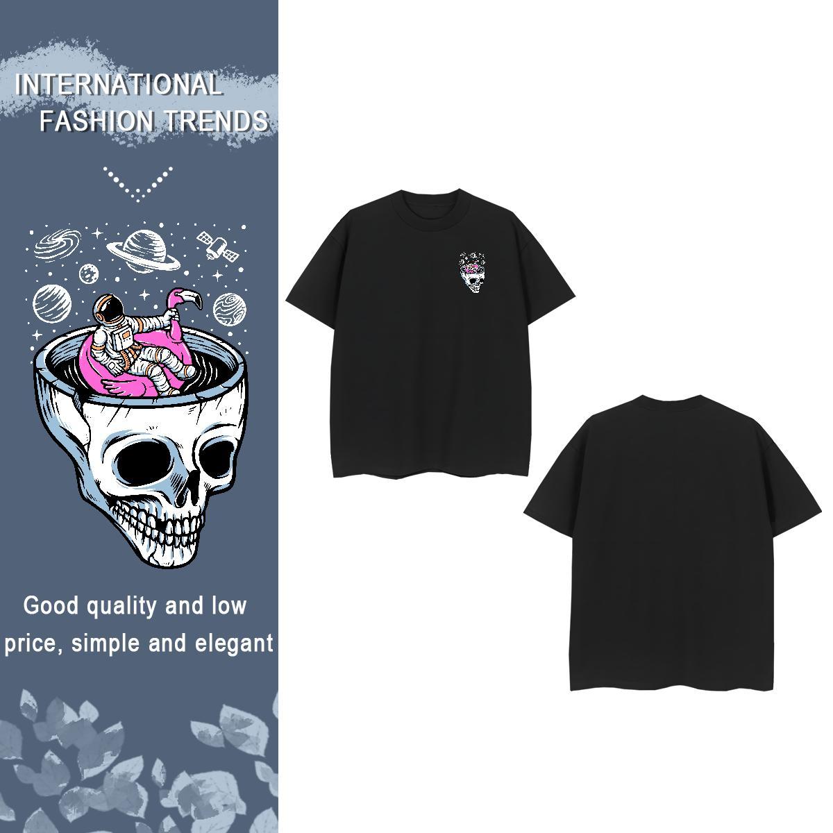 T-Shirts for Men 230g 100% Cotton universe Casual Crew Neck Black White Men Clothes T-Shirt 2024 Summer Brand Polos