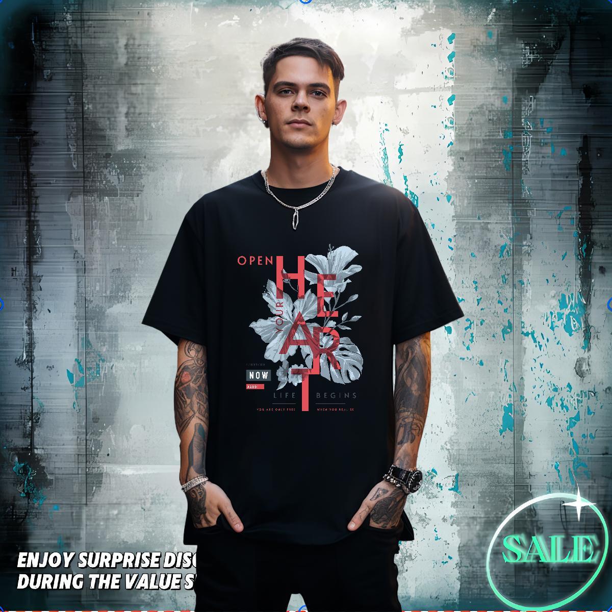 T-Shirts for Men 230g Pure Cotton tree Daily Wear O Neck Short Sleeves Asian Size Men Tops Tees Fashion New Comfortable Clothes