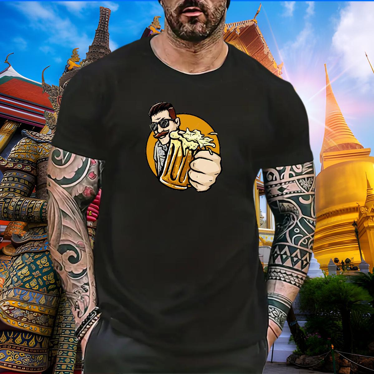 Popular T Shirts Men summer O Neck Short Sleeves Spring Summer Graphic 230g Cotton Men Tshirts Fashion New Wear