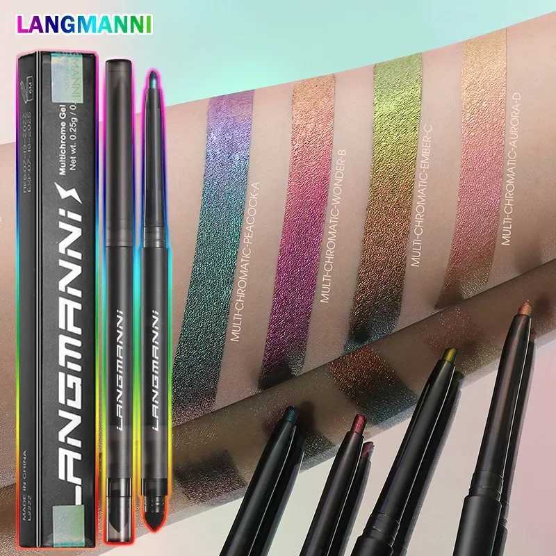 Aurora Chameleon Eyeliner Gel Pen 2In1 Lasting MultiChrome Peacock Galaxy Chrome Waterproof Highlights Eye Makeup Liner Pigments Y240813