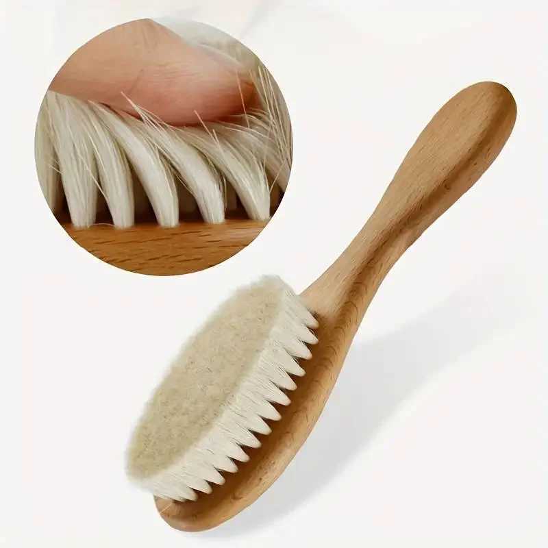 2 pieces of baby care hair brush beech soft wool wooden comb newborn massage comb baby shower and gift baby sleep soothing bed W240813