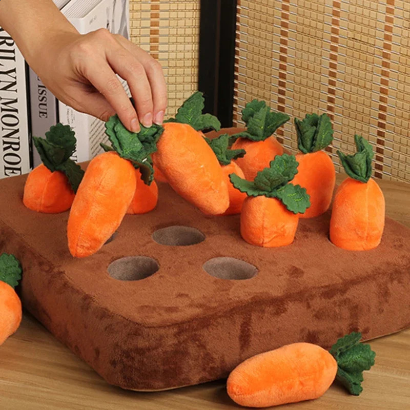 Dog Toys Snuffle Mat for Pet Plush Carrot Toy Mat Innovative Plush Vegetable Field Pull Radish Plush Carrot Dog Interactive Toys 240812