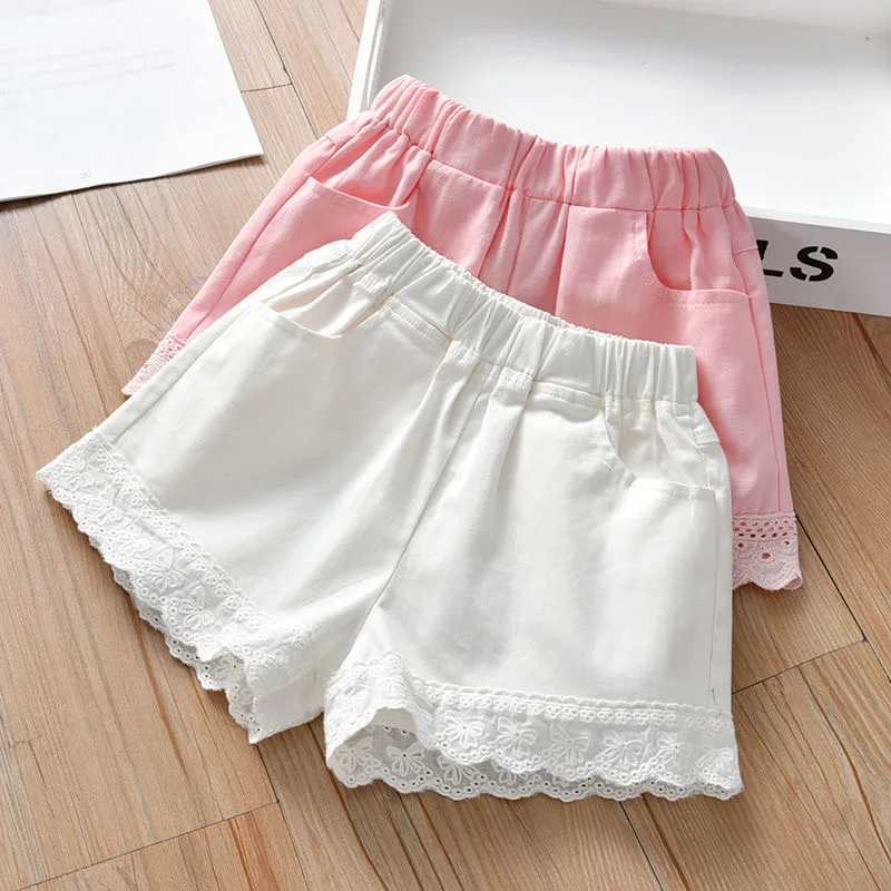 Girls shorts 2022 summer slim baby casual shorts butterfly lace Korean style childrens shorts W240813
