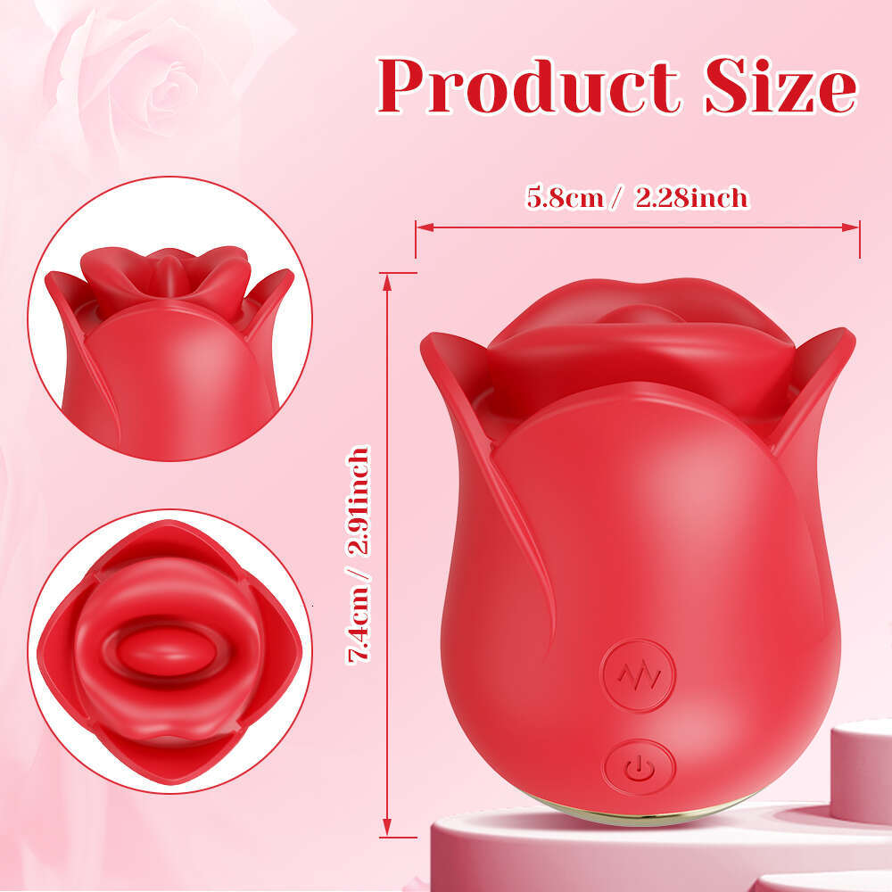 Rose-Toy Oral Biting Vibrator Female with Tongue Licking Powerful Sucker Clitoris Stimulator Adults Goods Sex Toys for Women