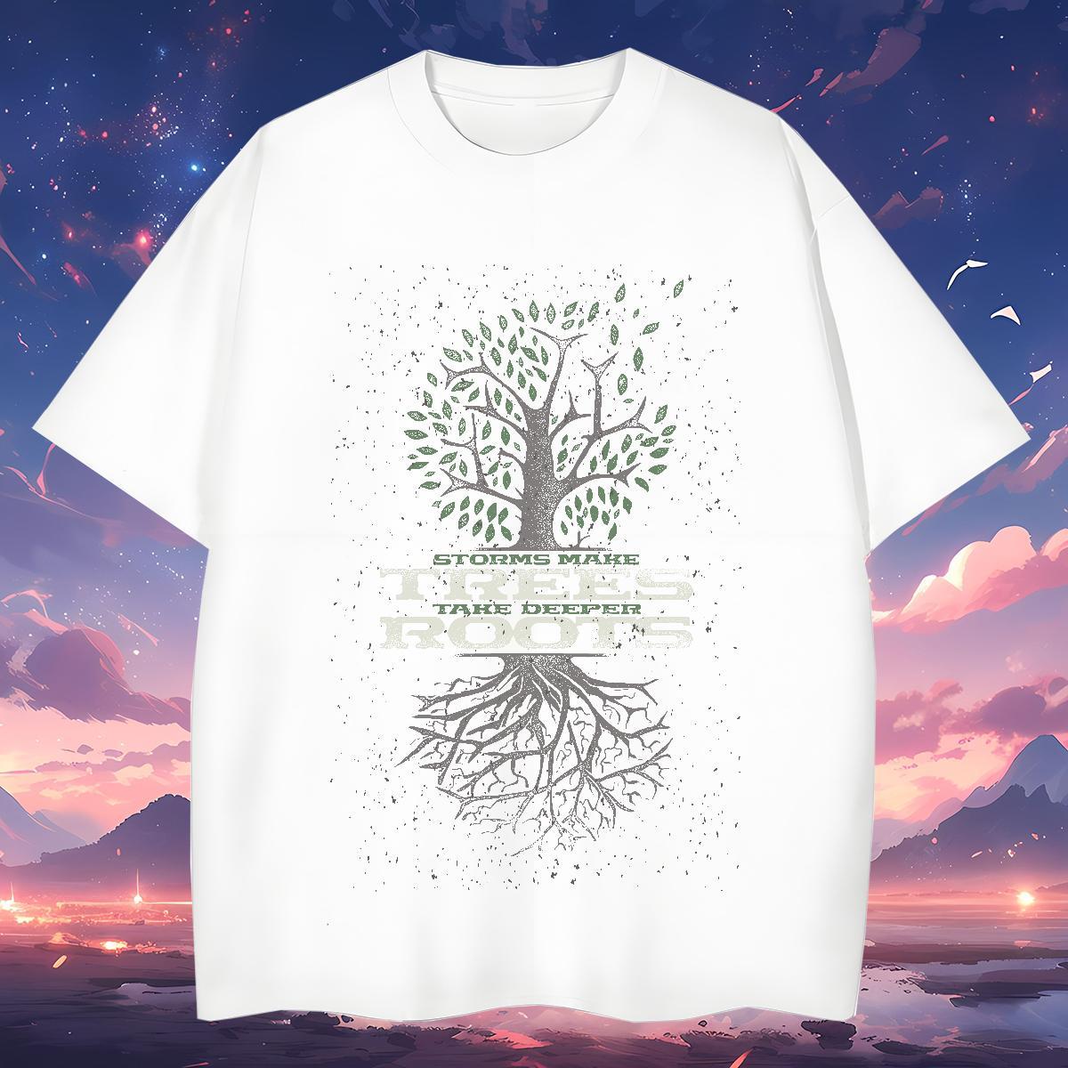 Cool Design tree T-Shirts Home Outdoor Tshirts 230g 100% Cotton 2024 New Short Sleeve O-Neck Custom Anime Tops Shirt