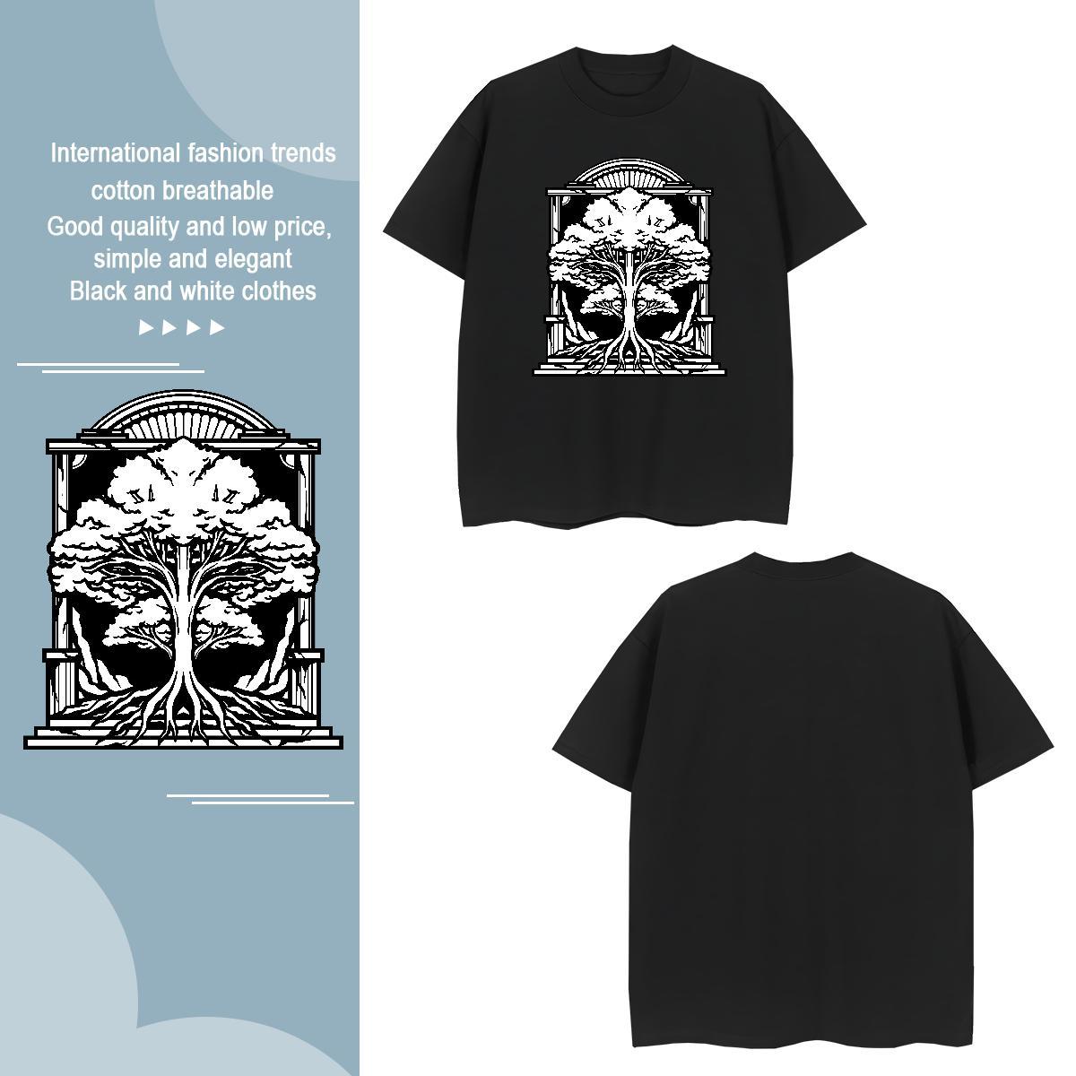 T-Shirts 230g Cotton tree Hip Hop Breathable Soft Plus Size Custom Mens Tshirts 2024 Designer Free Shipping Wear