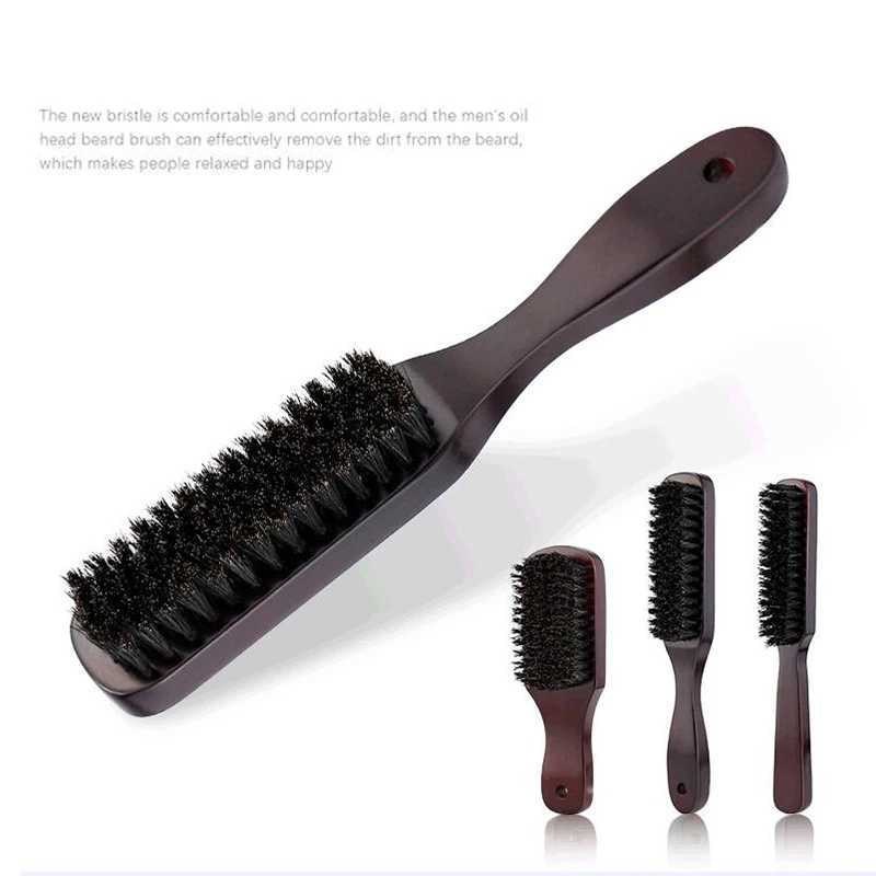 Wooden handle brush cleaning brush mens beard brush anti-static hair stylist hair comb shaving tool W240813