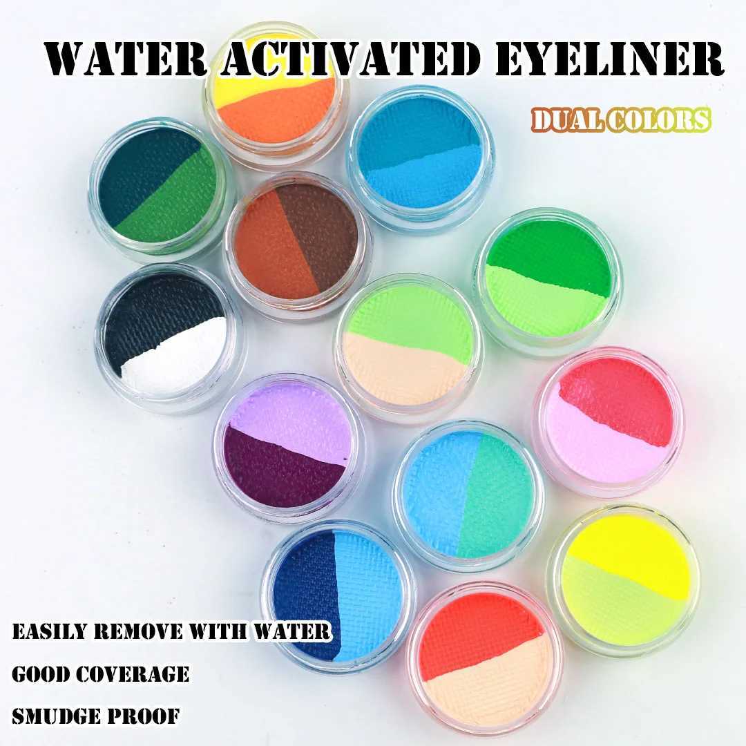 Bowitzki Water Based Split Cake Body Face Paint Makeup Easy Remove GRAPHIC LINER Water Activated Eyeliner Dual Colors Y240813