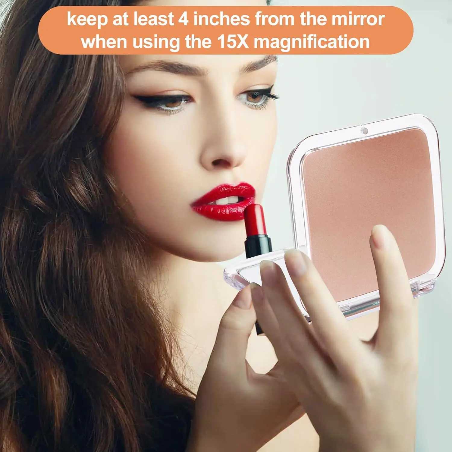 Compact 15X magnifying makeup mirror suitable for travel mini pocket mirror foldable portable double-sided mirror suitable for wallet plaza W240813