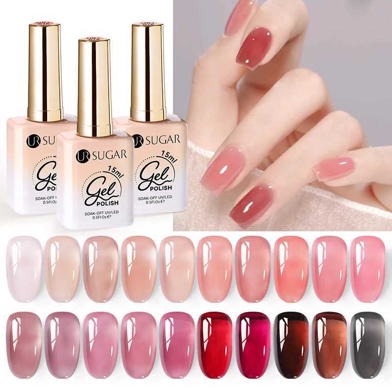 UR SUGAR 15ml Crystal Jelly Nude Pink Purple Gel Nail Polish Transparent Semi-permanent UV Gel Nail Art Soak Off Gel VarnishM240814