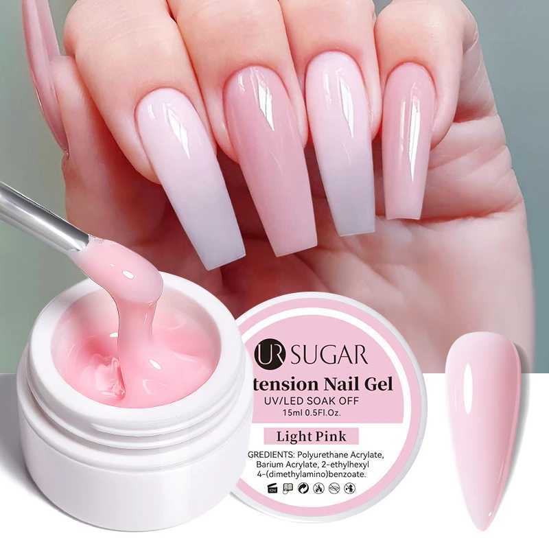 UR SUGAR Milky White Clear Pink Color 15ml Jelly Extension Nail Gel Polish Soak Off UV LED Gel Varnish Manicure Tips ToolsM240814
