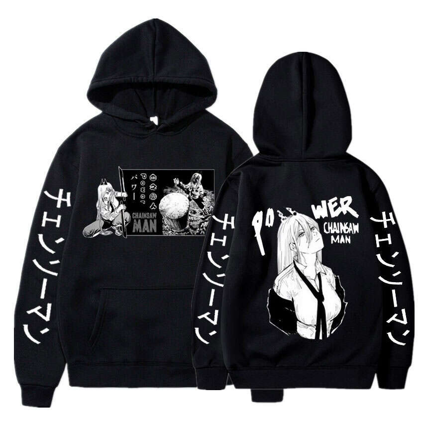 Anime Haruku Chainsaw Man Power Cute Printed Hooded Plus Size Hoodie Men Women Sweatshirts Comfortable Unisex Warm Pullover