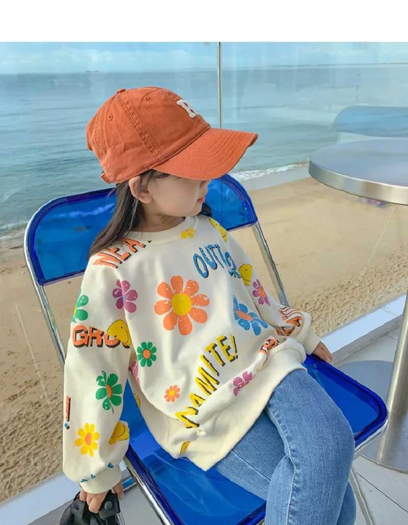 Spring Autumn Kids Cotton Lovely Floral Sweatshirt Baby Girls Pullover Jumper Children Outfits Student Tracksuit Tops 1-12 YearsY240814