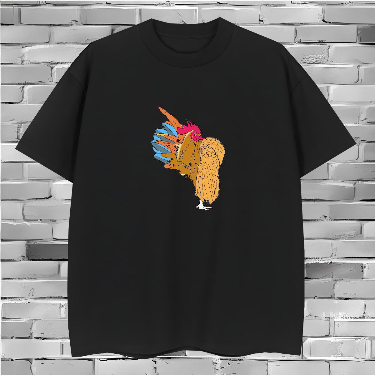 Loose Fit Mens T Shirts chicken Breathable Crew Neck Hip Hop Custom Cartoon 230g Cotton Tshirts Classic Casual Tees Shirts