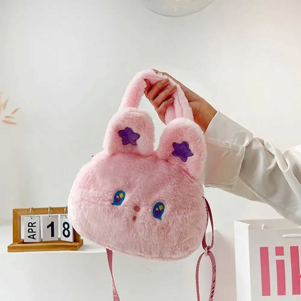 Cute cat print womens small plush shoulder bag sheepskin fabric cross body bag womens zipper wallet mobile phone handbag W240813