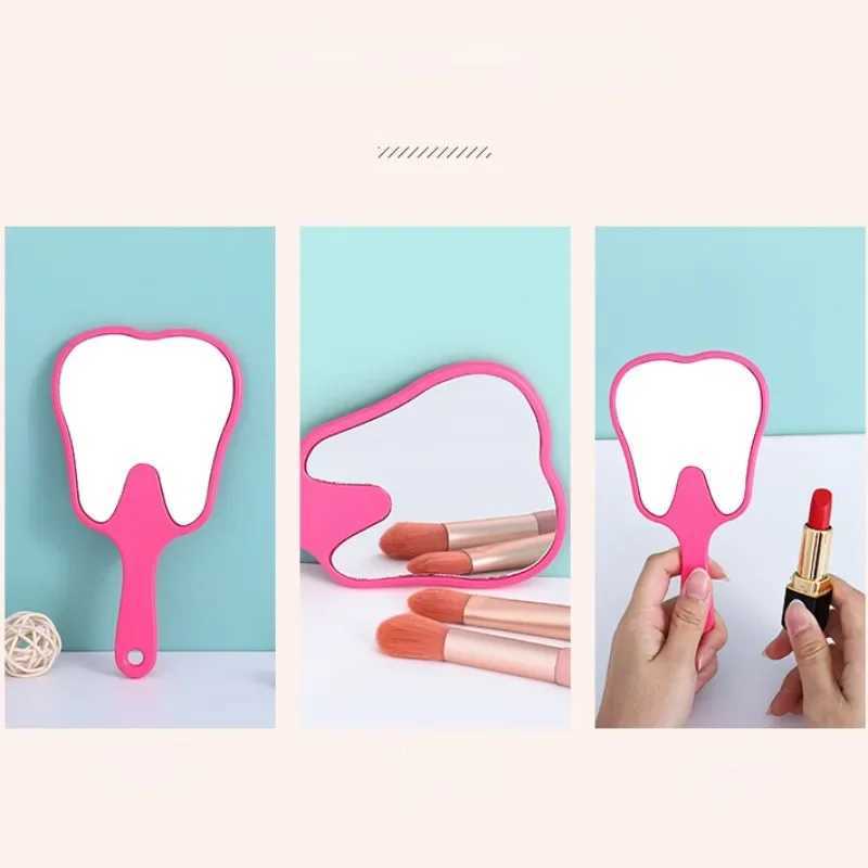 Teeth shape handheld mirror cute makeup mirror handheld dental mirror high-definition makeup mirror W240813