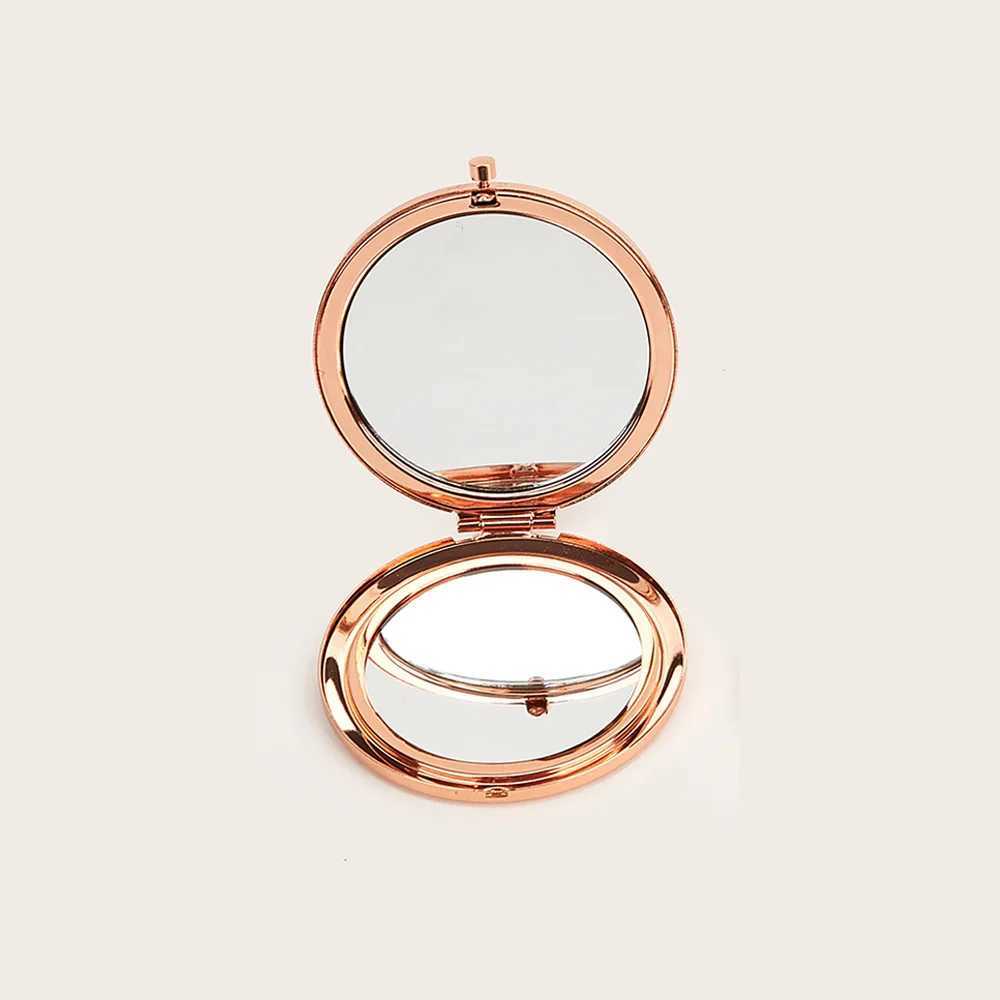 Circular double-sided metal pocket mirror makeup folding mirror handheld makeup mini mirror makeup gift wallet W240813