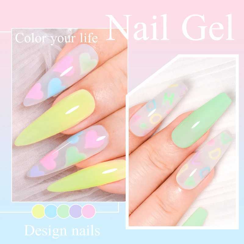 MEET ACROSS 7ml Luminous Gel Nail Polish Macaron Summer Candy Hot Colors Neon Glow-in-dark Soak Off UV LED Gel Varnish Nail ArtM240814