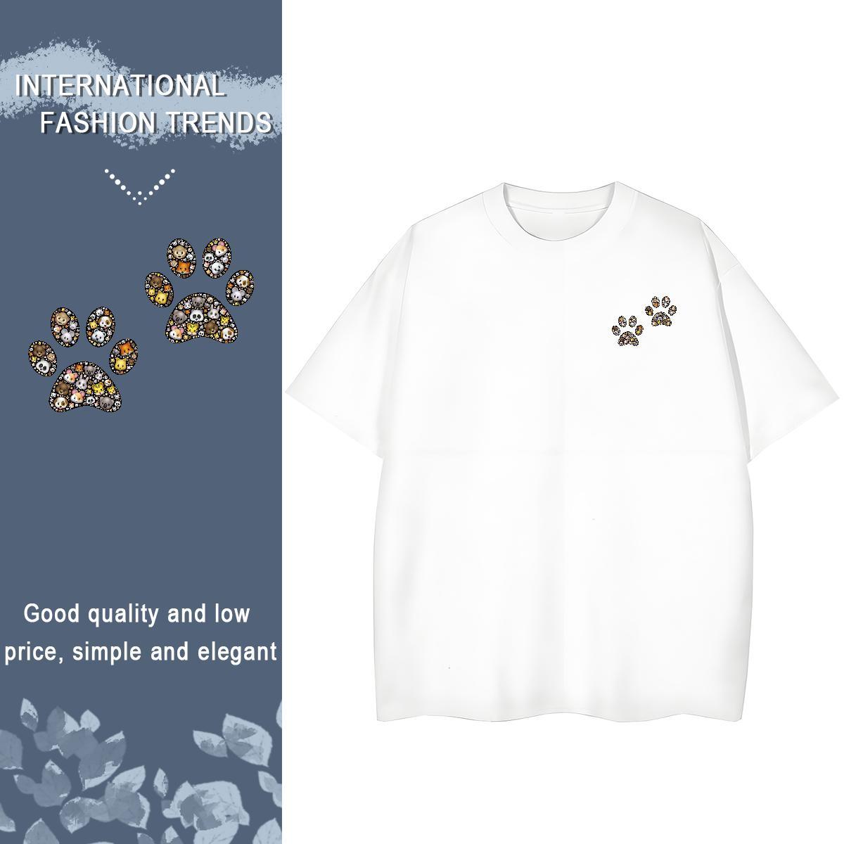 Men T Shirts 230g 100% Cotton dog's paw Daily Outfit Pure Cotton Customized Print Men Tops Tees DIY High Quality Wear