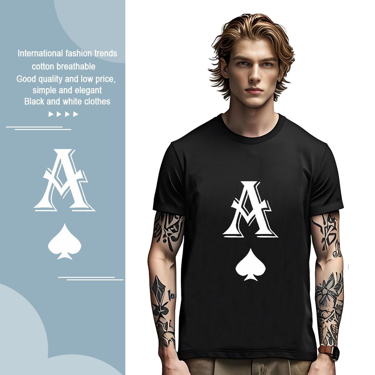 Classic letter T Shirts Men Sport Tshirts 230g 100% Cotton New Breathable Short Sleeve Floral Print Tees Shirts