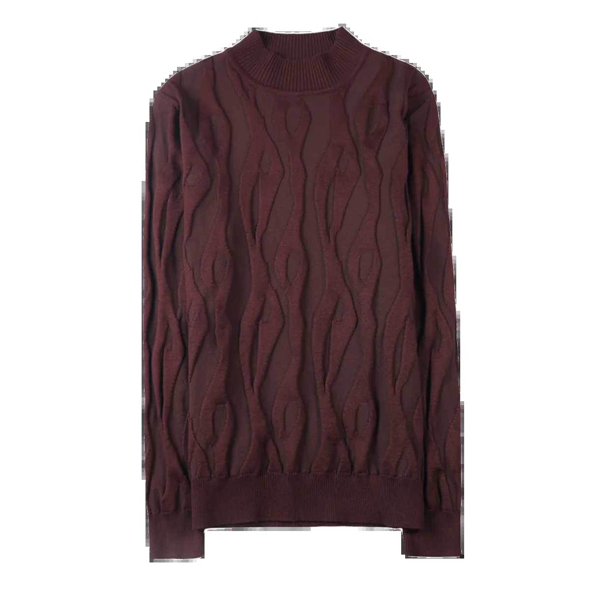 2023 autumn and winter jacquard mens sweater long sleeved slim fit half turtle neck sweater fashionable casual business knit zipperW240729