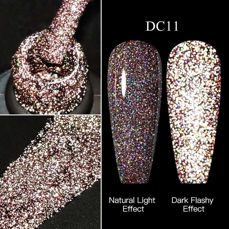 Reflective Glitter Gel Nail Polish Holographic Laser Glitter Gel Polish Silver Semi-permanent Varnishes Soak Off UV LED Nail GelM240814
