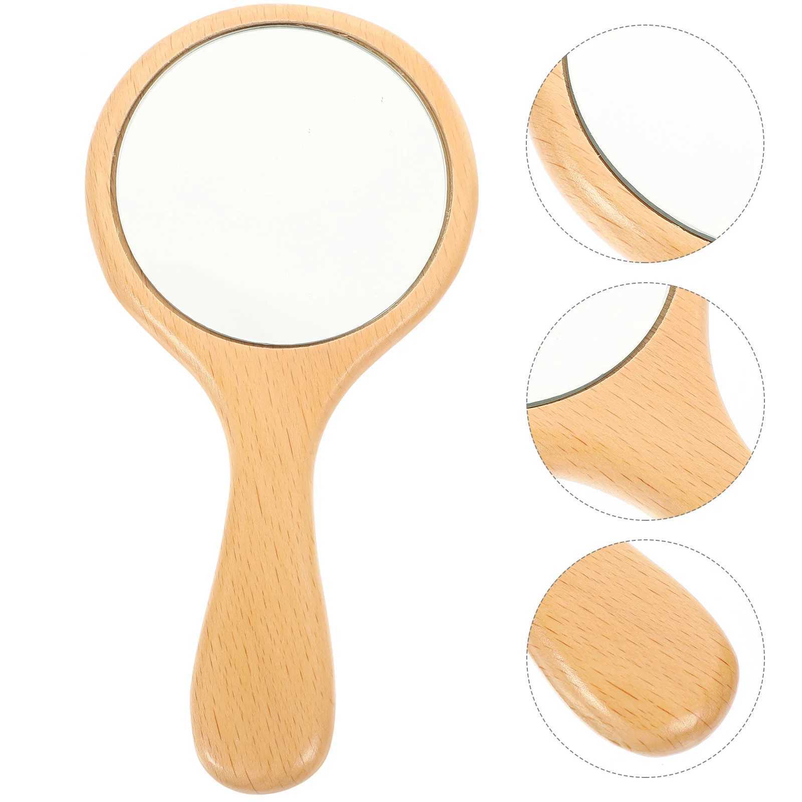 Hand mirror wooden makeup decoration hand mirror girl travel makeup W240813