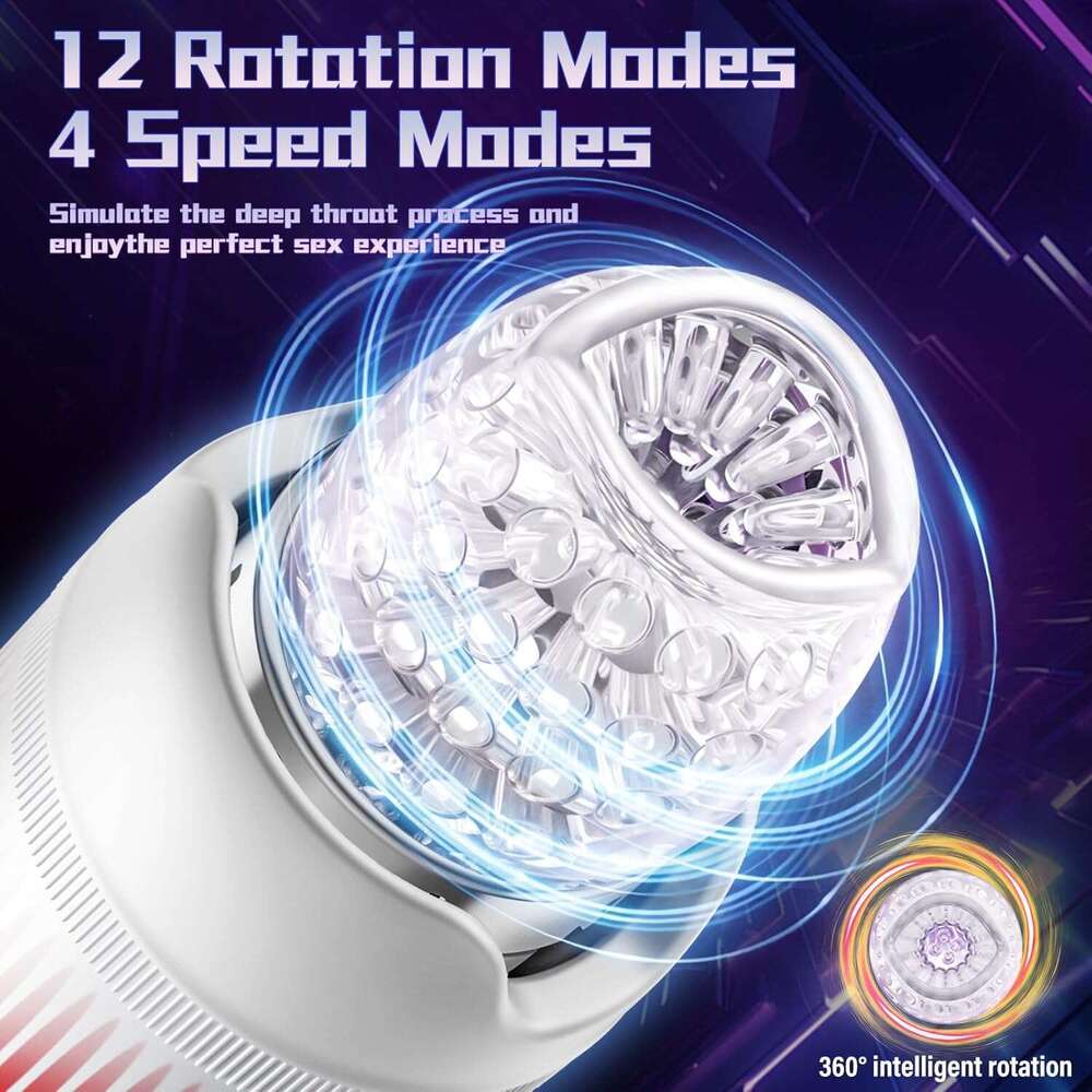 Men's automatic male sexual toy - portable male sexual toy pocket genital vibrator with 4 speeds and 12 rotation modes, electric hands-free machi