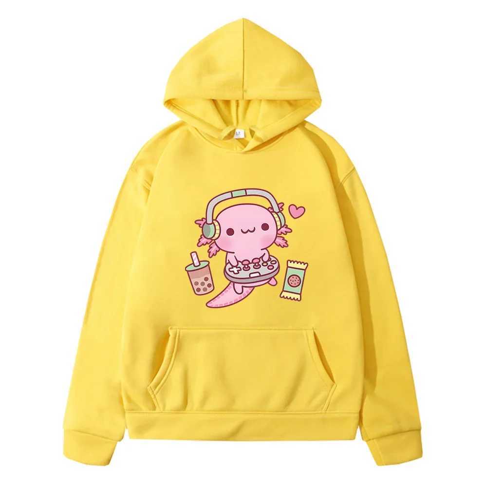 Axolotl Salute Play Games Funny Hoodies Winter Girls Tops Spring/Autumn Long Sleeve Unisex Sweatshirts Harajuku Sudaderas KidsY240814