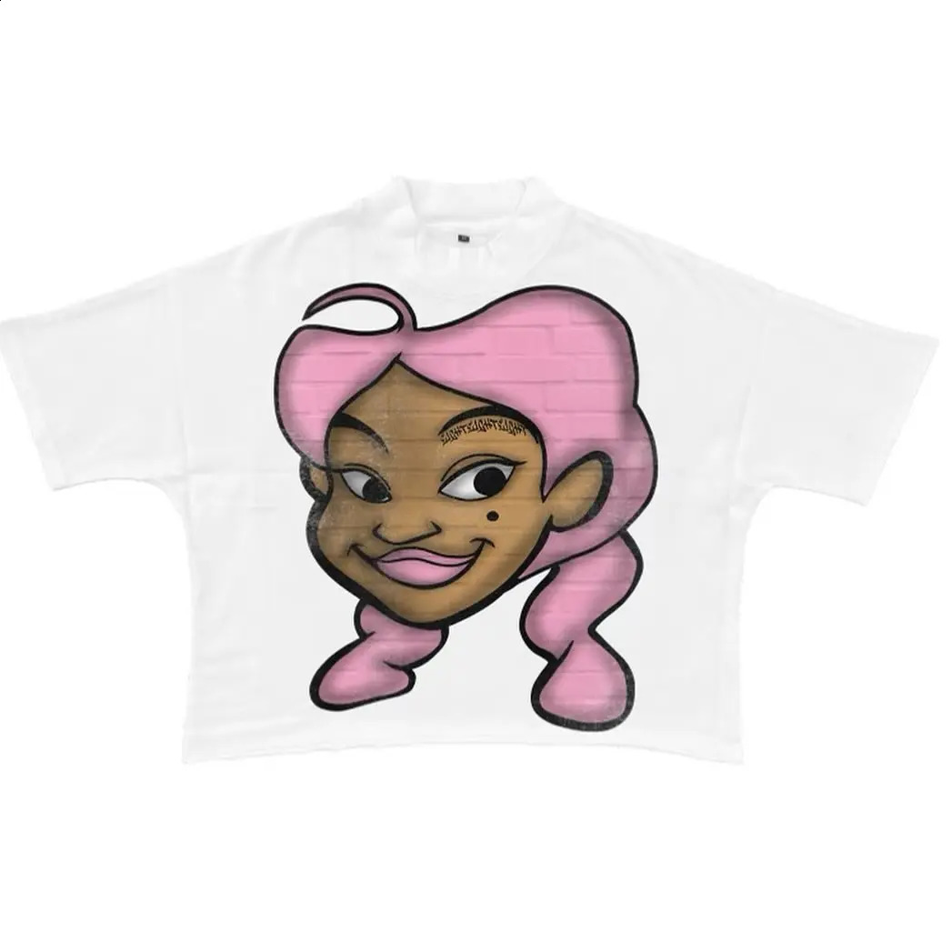 Harajuku Cartoon Printed Graphic Tshirt Womens Y2k Style Top Street Clothing Oversized Gothic Anime Edition 240814