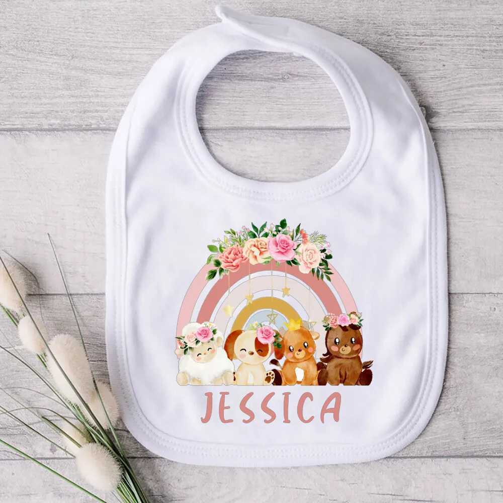 Bibs Burp Cloths Personalised Baby Bibs Custom Animal with Name Boys Girls Cotton Bib Newborn Saliva Towel newborn wild one Infant Shower GiftsL4812