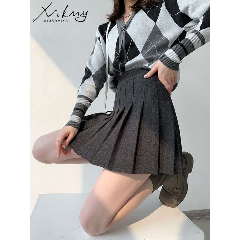 Autumn Wool Skirt For High Waist Mini Woolen Winter School Short Tennis Pleated Skirts With Shorts Women en s s