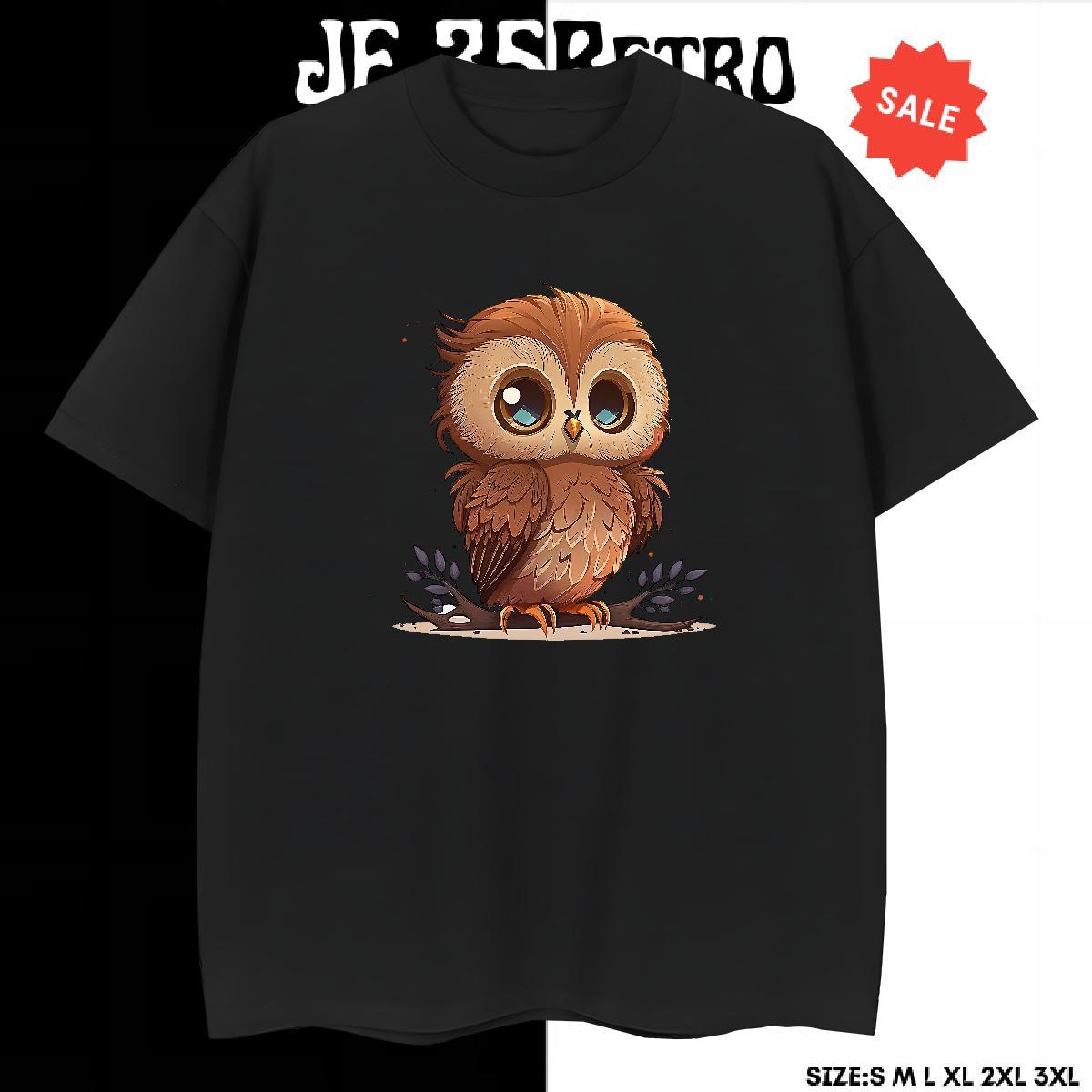 Unisex Men T Shirts Owl Breathable Short Sleeve Anime Printing Street DIY Printed 100% Cotton 230g Couples T Shirts New Arrival Tee Shirt