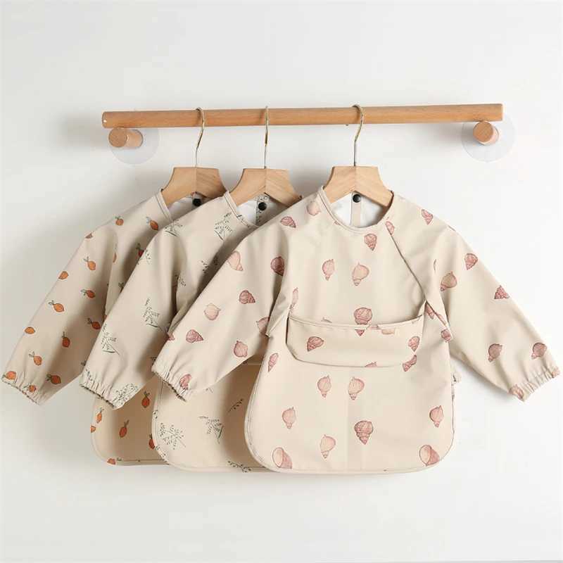 Bibs Burp Cloths Kids Baby Long Sleeved PU Bibs Children Toddler Art Crafts Waterproof Mealtime Protection Washable Easy Clean Smock Boys GirlsL4812
