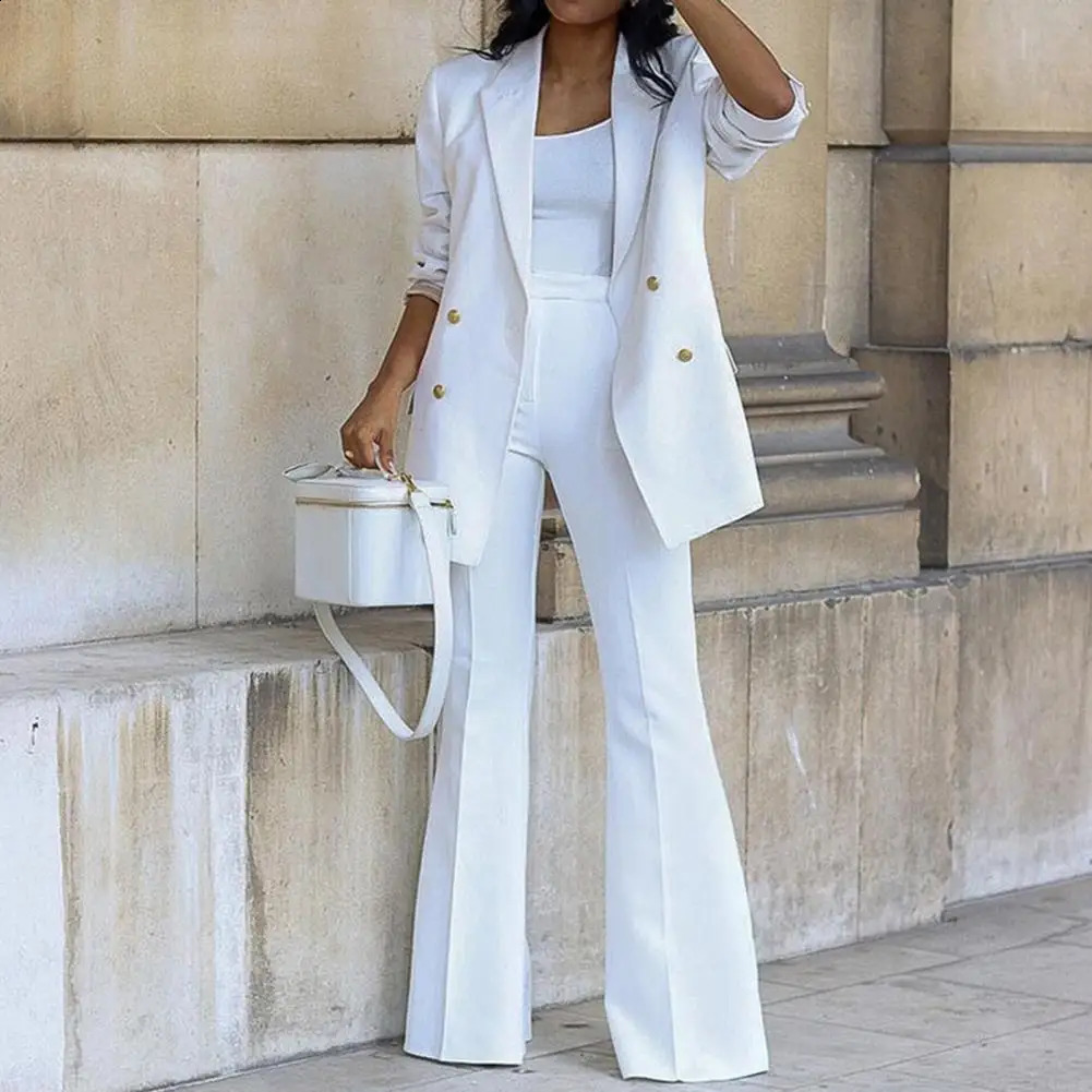 Elegant 1 Set Double Breasted Patchwork Temperament Suit Jacket Pants Long Sleeve for Wedding 240813