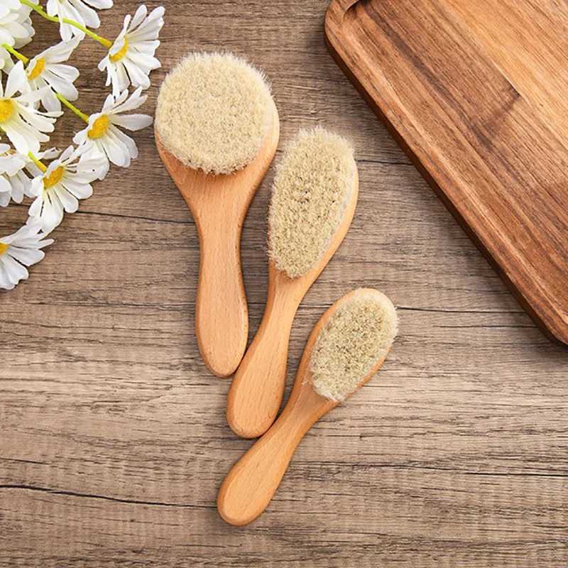 Wooden handle baby brush baby brush newborn brush baby hair comb massager W240813