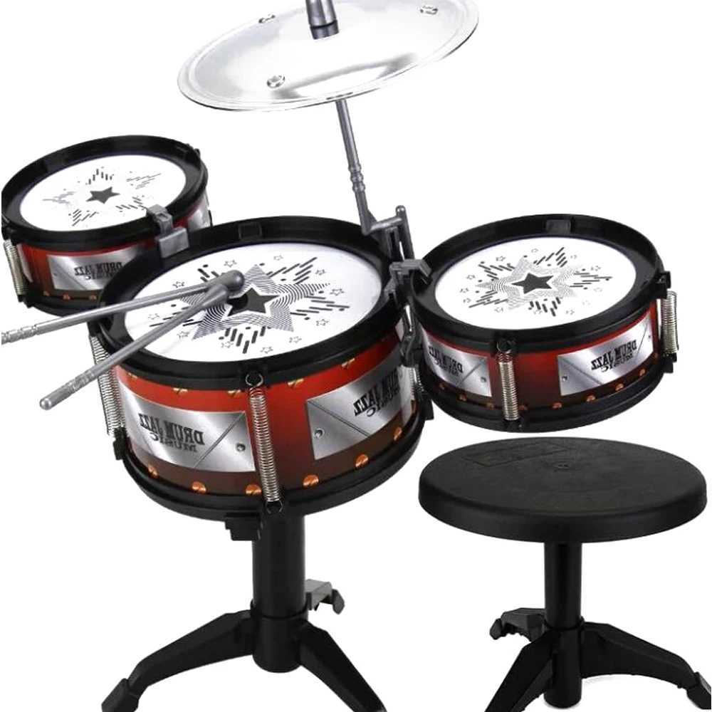 Children Jazz Drum Toy Cymbal Sticks Rock Set Musical Hand Drum Kids DIY Funny Drums Gift Educational Toy Wholesale Y240813