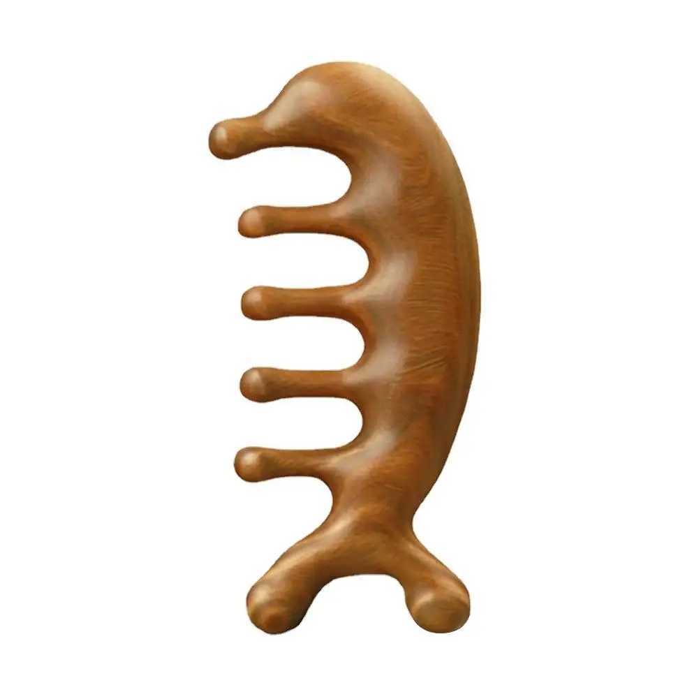 Wooden massage comb facial scalp melon sand massager scraping and massaging natural wide face body teeth sandalwood B9X5 W240813