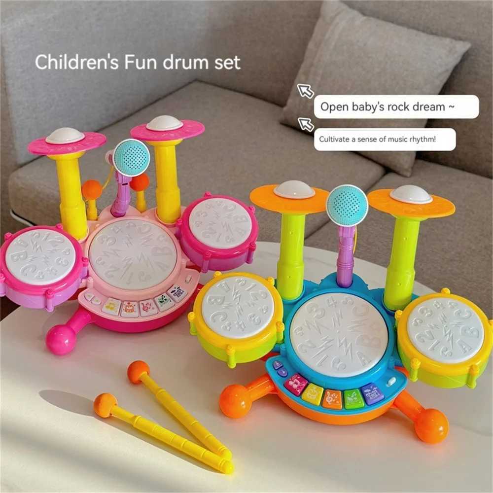 Kids Drum Set Toddlers 1-3 Musical Baby Educational Instruments Toys For Toddlers Girl Microphone Learning Gifts Educational Toy Y240813