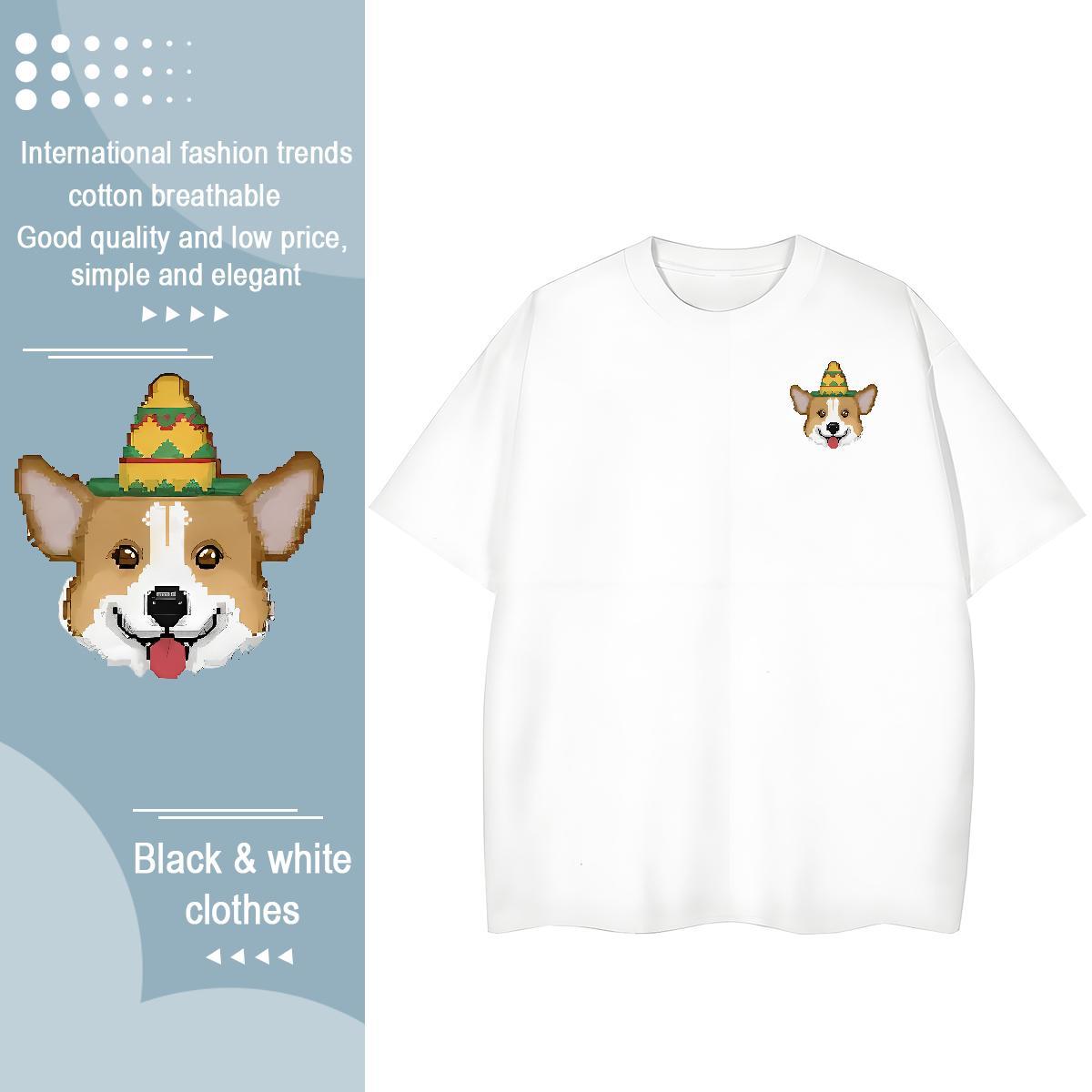 Mens T Shirts 230g Cotton dog Sports Casual Breathable Crew Neck Anime Men Clothes T-Shirt Fashion Design Comfortable Tees